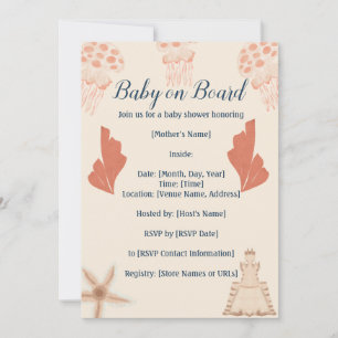 Baby on Board Coastal Baby Shower  Invitation
