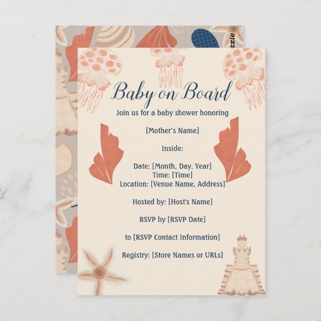 Baby on Board Coastal Baby Shower  Postcard (Front/Back)