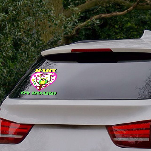 Baby on board - Colourful owl - Car rear  Window Cling (Creator Uploaded)