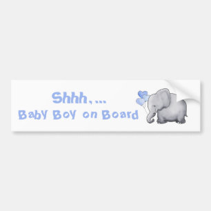 "Baby on Board" Cute Heart Balloon Elephant Bumper Sticker