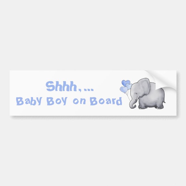 "Baby on Board" Cute Heart Balloon Elephant Bumper Sticker (Front)