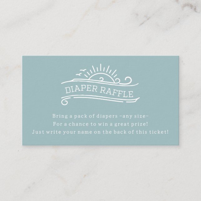 Baby On Board Diaper Raffle Blue Boy Baby Shower Enclosure Card (Front)