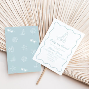 Baby on Board doodle Surfboard Beach Baby Shower Invitation