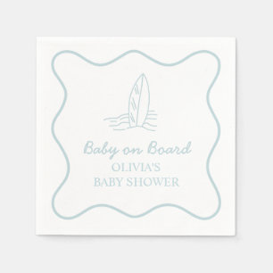 Baby on Board doodle Surfboard Beach Baby Shower Napkin