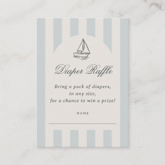 Baby On Board Elegant Blue Sailboat Diaper Raffle Enclosure Card