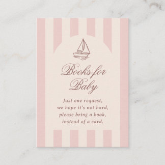 Baby On Board Elegant Pink Sailboat Books For Baby Enclosure Card