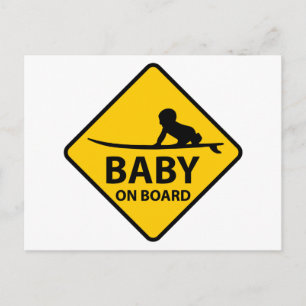 Baby on Board funny baby design with surf board Postcard