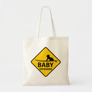 Baby on Board funny baby design with surf board Tote Bag