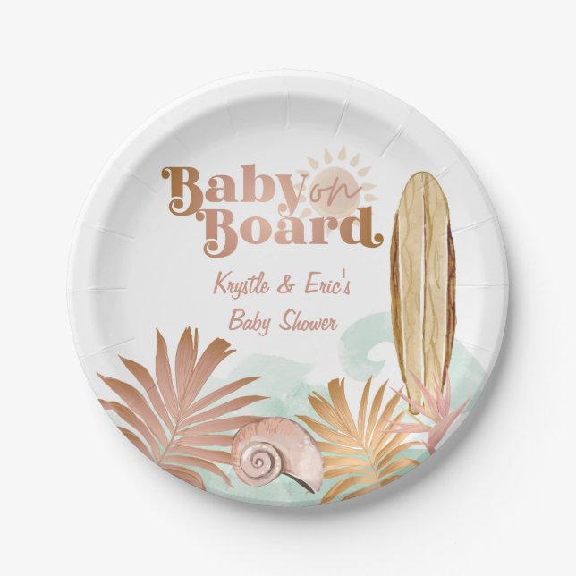 Baby on Board Gender Neutral Baby Shower Plate (Front)
