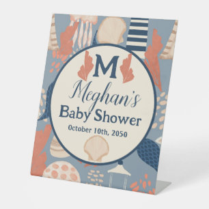 Baby on Board Nautical Baby Boy Shower  Pedestal Sign
