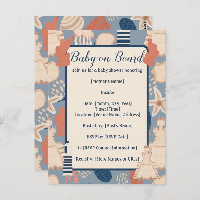 Baby on Board Nautical Baby Boy Shower  Postcard (Front/Back)
