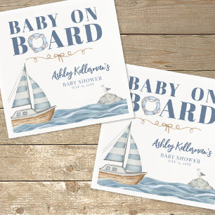 Baby On Board Nautical Baby Shower Napkin