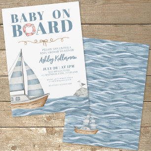 Baby On Board Nautical Boy Baby Shower Invitation
