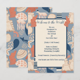 Baby on Board Nautical Boy Birth Announcement  Postcard