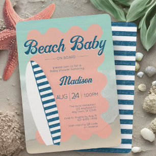 Baby on Board Navy Stripe Beach Baby Shower Invitation