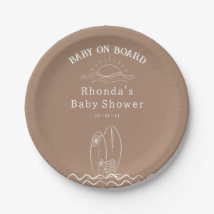 Baby On Board Neutral Baby Shower Welcome Paper Plate