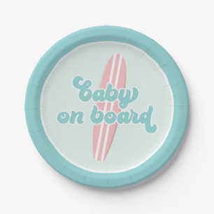 Baby on Board Pink Beach Baby shower Paper Plates
