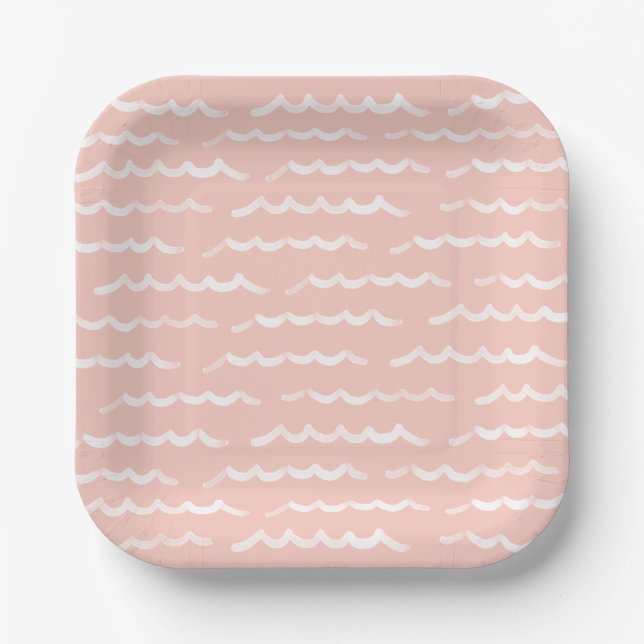 Baby on Board Pink Surf Baby Shower Paper Plate (Front)
