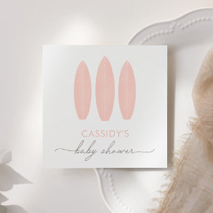 Baby on Board Pink Surfboard Baby Shower Napkin