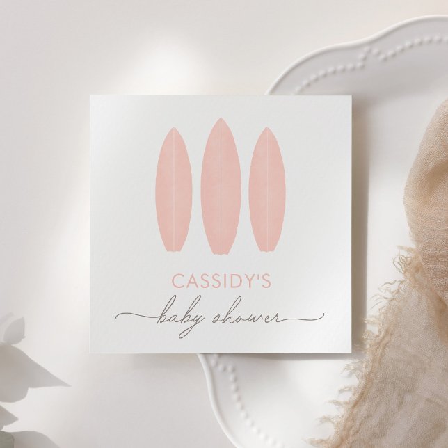 Baby on Board Pink Surfboard Baby Shower Napkin (Creator Uploaded)