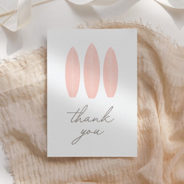 Baby on Board Pink Surfboard Baby Shower Thank You Card (Creator Uploaded)