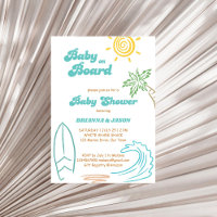Baby on board retro doodle surfing baby shower