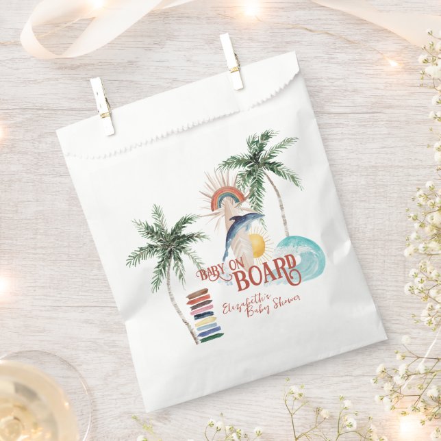 Baby on Board | Retro Summer Surf Baby Shower Favour Bags (Clipped)