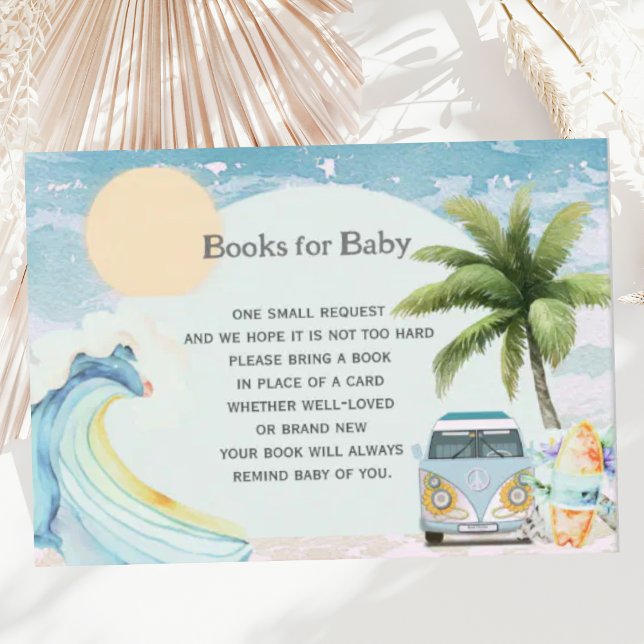 Baby on Board Retro Surfing Beach Baby Shower Enclosure Card (Creator Uploaded)