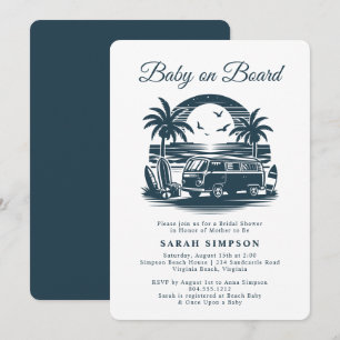 Baby on Board Retro Tropical Baby Shower Invitation