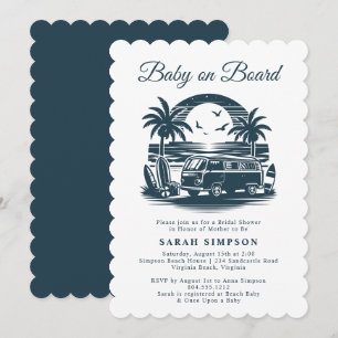 Baby on Board Retro Tropical Baby Shower  Invitation