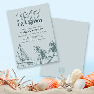 Baby on Board Sailboat Summer Baby Shower  Invitation