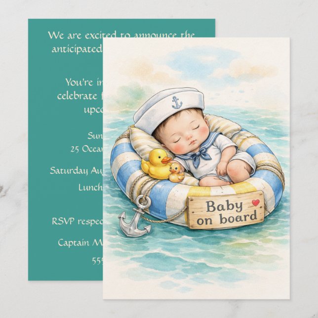 Baby on Board Shower Invitation (Front/Back)