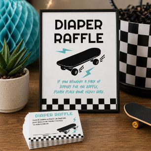 Baby on Board Skateboard Baby Shower Diaper Raffle Poster