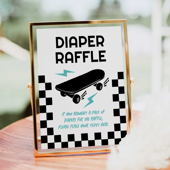Baby on Board Skateboard Baby Shower Diaper Raffle Poster (Creator Uploaded)