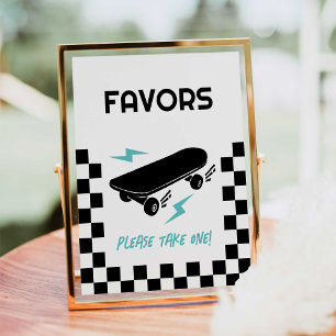 Baby on Board Skateboard Baby Shower Favors Sign