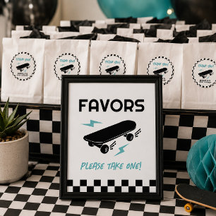 Baby on Board Skateboard Baby Shower Favours Sign