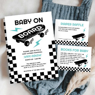 Baby on Board Skateboard Baby Shower Invitation