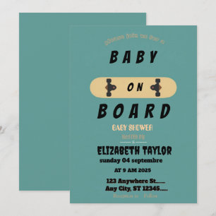 Baby on Board Skateboard Baby Shower party  Invita Invitation