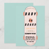 Baby on Board Skateboard Baby Shower party Invita