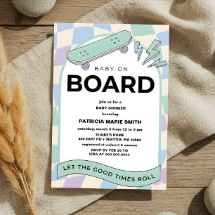 Baby on Board Skateboard Baby Shower party Invitat Invitation