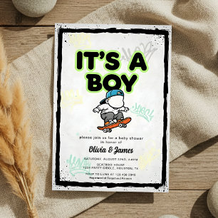 Baby on Board Skateboard Baby Shower party Invitat Invitation