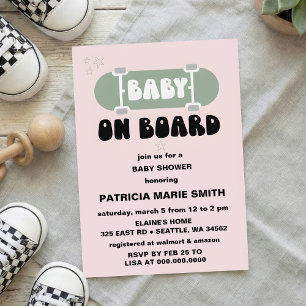 Baby on Board Skateboard Baby Shower party Invitat Invitation