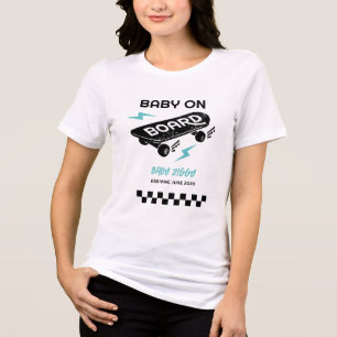 Baby on Board Skateboard Pregnancy T-shirt  Tri-Blend Shirt