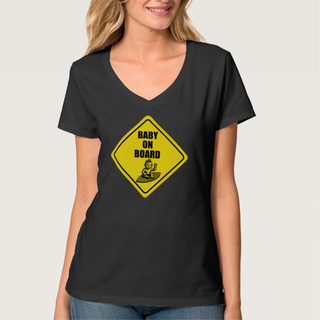 Baby On Board Sticker T-Shirt (Front)