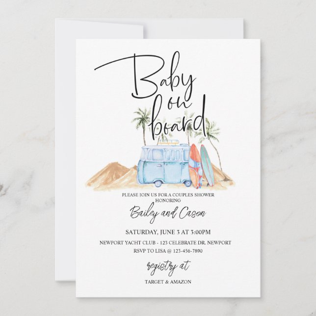 Baby on Board, Summer Baby Shower, Baby Shower,  Invitation (Front)