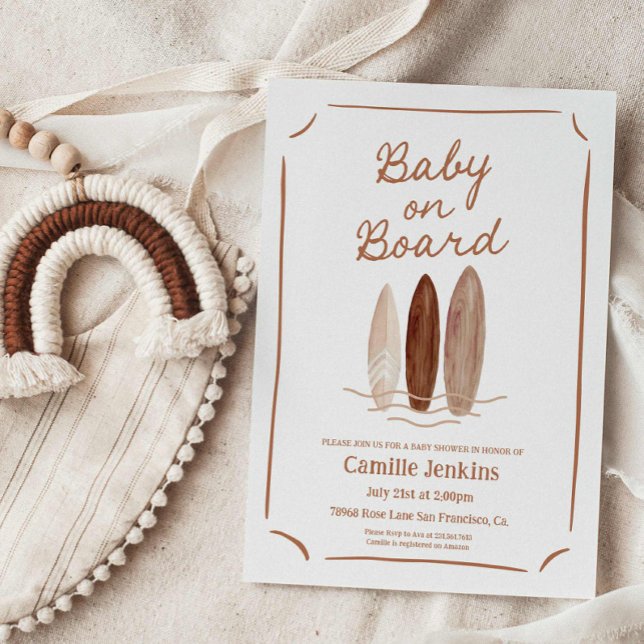 Baby on Board Summer Baby Shower Invitation (Baby on Board Boho Beach Baby Shower Invitation)
