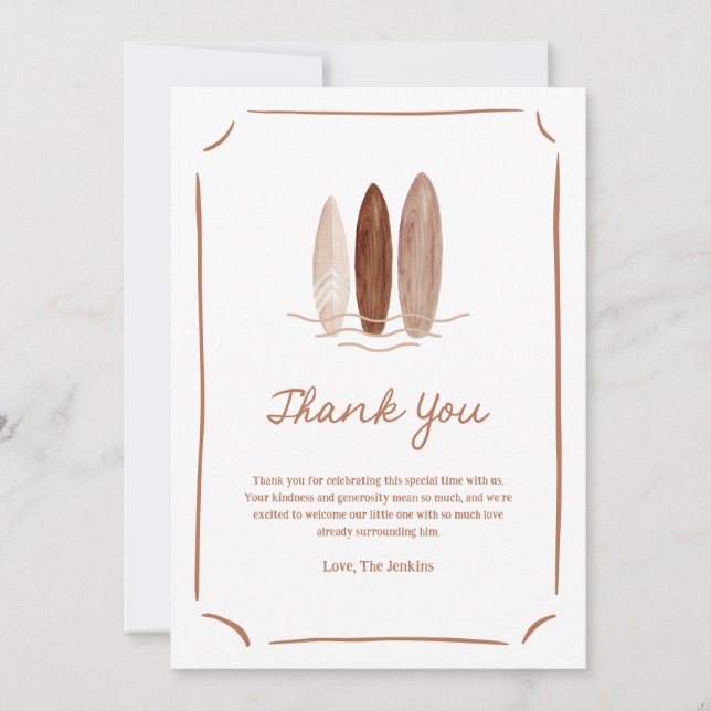 Baby on Board Summer Baby Shower Thank You Card (Front)
