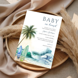 Baby On Board Summer Beach Baby Shower Invitation