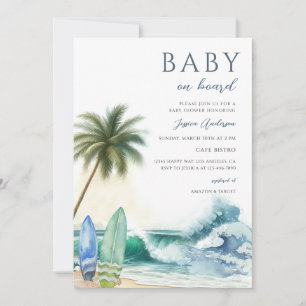 Baby On Board Summer Beach Baby Shower Invitation