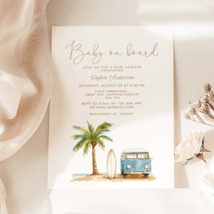 Baby On Board Summer Surf Baby Shower  Invitation